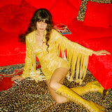 Glitter Fringe Romper in Gold