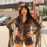 Leopard Fringe Romper