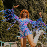 Psychedelic Swirl Fringe Romper