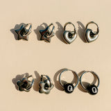 Silver Mini Hoop Earrings in Star
