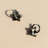 Silver Mini Hoop Earrings in Star