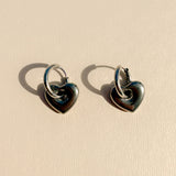 Silver Mini Hoop Earrings in Heart