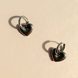 Silver Mini Hoop Earrings in Heart