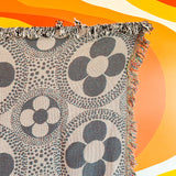 Black and White Flower Woven Throw Blanket