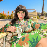 Green Daisy Blanket Robe Coat