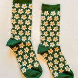 Daisy Socks in Forest Green