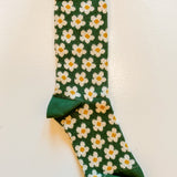 Daisy Socks in Forest Green