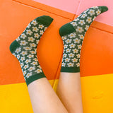 Daisy Socks in Forest Green